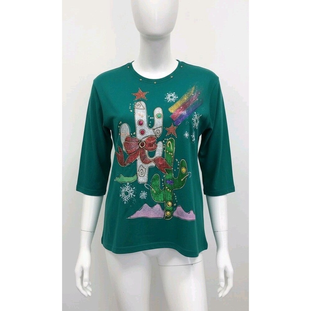 Match Point Vintage 3D Hand Painted Cacti Shirt One Size | Southwest Art Tee OSF